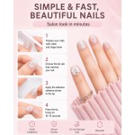 Nude‑Pink Short Square Press‑On Nails, Gentle Style False Nails with 3D Flowers, Hearts, Pearls & Glitter Rhinestones